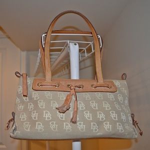 Dooney & Bourke Tassle Back Canvas and Leather Bag